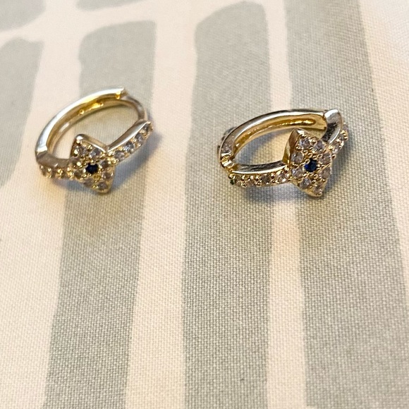 Evil Eye and cubic zirconia Huggie Hoop Earrings (NWOT) - Picture 5 of 5